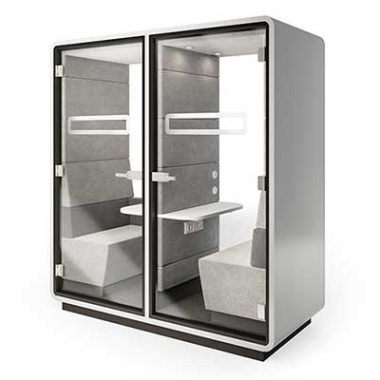 Hush Twin Work Pods White Carcass Grey and Cream Fabric right view HUS-BX019