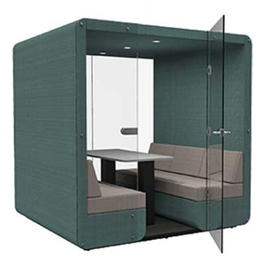 BOB 6 Seat Roofed Meeting Den with Glass End Wall and Glass Front BOB-6SGEWGF