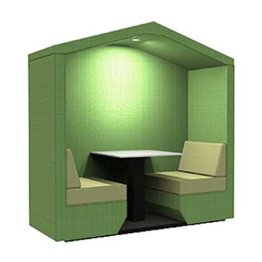 BEA 2 Seat Meeting Booth with end Wall and Pitched Roof BEA-2SEW