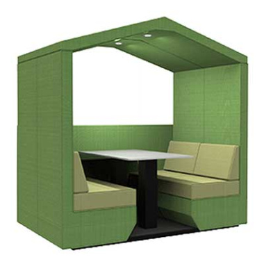 BEA 4 Seat Meeting Booth with rear Wall and Pitched Roof BEA-4SHW