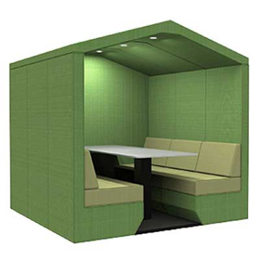 BEA 6 Seat Meeting Booth with end Wall and Pitched Roof BEA-6SEW