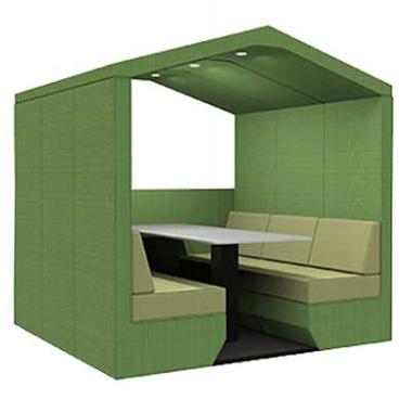 BEA 6 Seat Meeting Booth with rear Wall and Pitched Roof BEA-6SHW