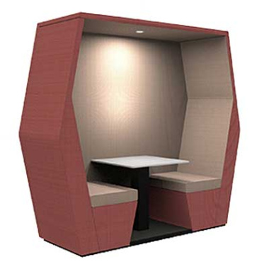 BILL 2 Seat Open Office Meeting Booth with End Wall BILL-2SEW