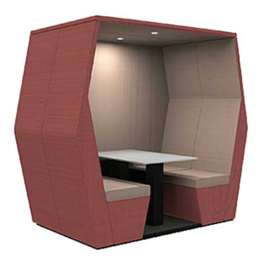 BILL 4 Seat Open Office Meeting Booth with End Wall BILL-4SEW