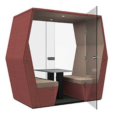 BILL 4 Seat Office Meeting Booth with Glass Wall and Glass Front BILL-4SGEWGF