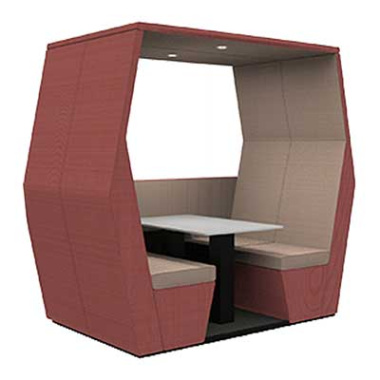 BILL 4 Seat Open Office Meeting Booth with Half Wall BILL-4SHW