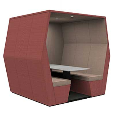 BILL 6 Seat Open Office Meeting Booth with End Wall BILL-6SEW