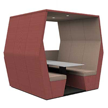 BILL 6 Seat Open Office Meeting Booth with Half Wall BILL-6SHW