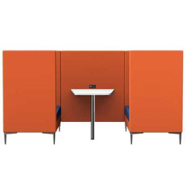 Element 4 Seat High Back Booth with Table EM2-B front view