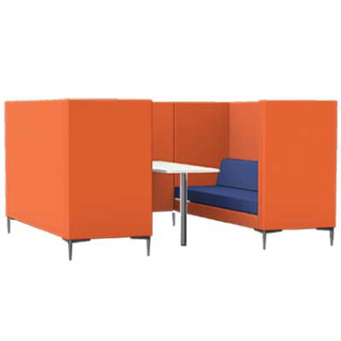 Element 6 Seat High Back Booth with Table EM3-B right view