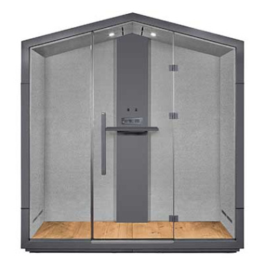2 Person Treehouse Meeting Booth no seat upholstered external panels - THS2TG1