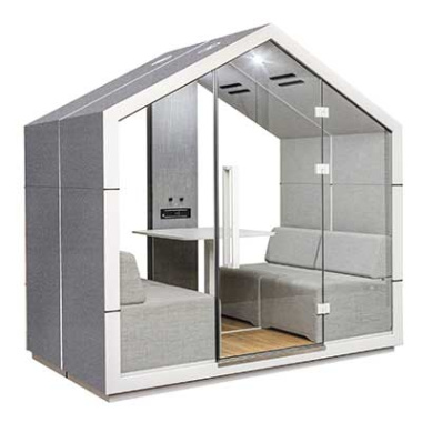 4 Person Treehouse with 2 sofas and upholstered external panels and glass front and back - TH4G2 right view