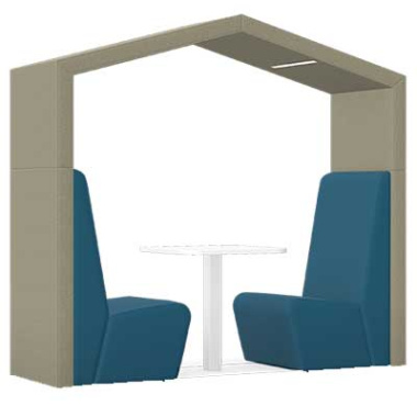 Anex Two Person Open Work Booth with Pitched Roof