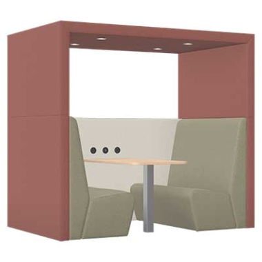 Anex Four Person Part Open Work Booth with Plateau Roof