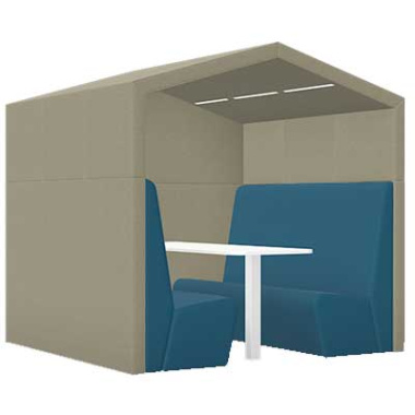 Anex Six Person Alcove Work Booth with Apex Roof