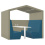 Anex 6 Person Part Open Work Booth with Apex Roof