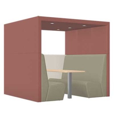 Anex Six Person Part Open Work Booth with Plateau Roof