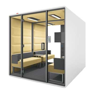 HushFree Large Meeting Pod with Yellow interior left view